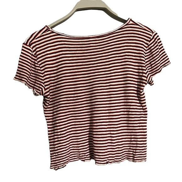 90’s y2k striped lettuce hem shirt - Picture 2 of 6